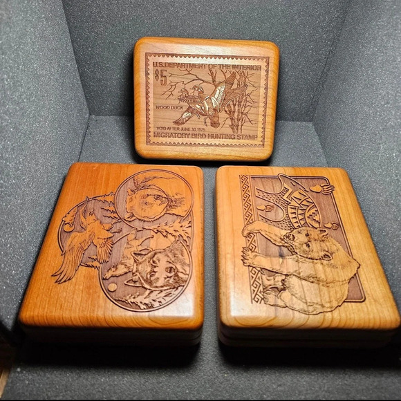 Wilderness Woods Lot Of 3 Jewelry Boxes Trinket Boxes Made In The Usa - Picture 1 of 10
